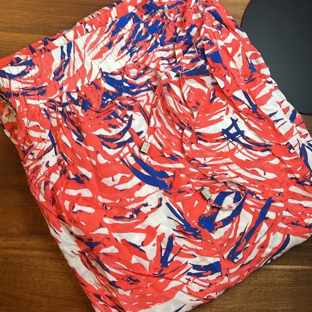 Hester & Orchard Wide Leg Pants Women's XL Coral Navy Blue New Tropical Vacation - Picture 5 of 5